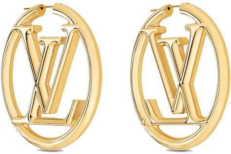 gold lv hoop earrings|louis vuitton louise hoop earrings.